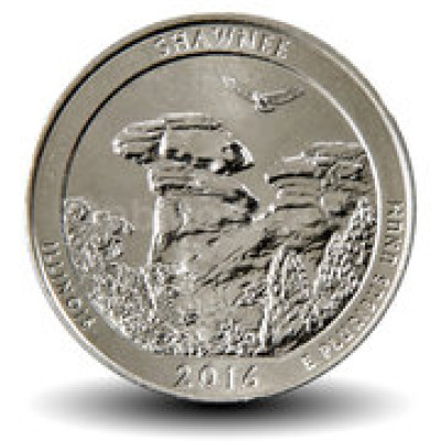 Монета 25 центов 2016 г. США "Национальный лес Шон́и"